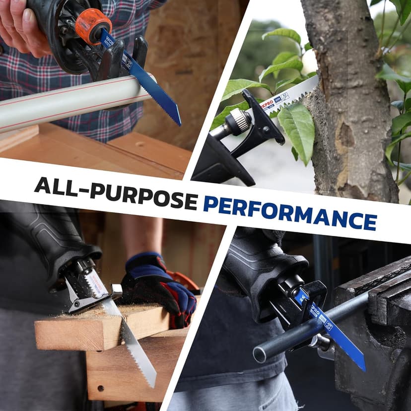 WORKPRO 32-Piece Reciprocating Saw Blade Set - Metal/Woodcutting Saw Blades, Pruner Saw Blades with Organizer Pouch