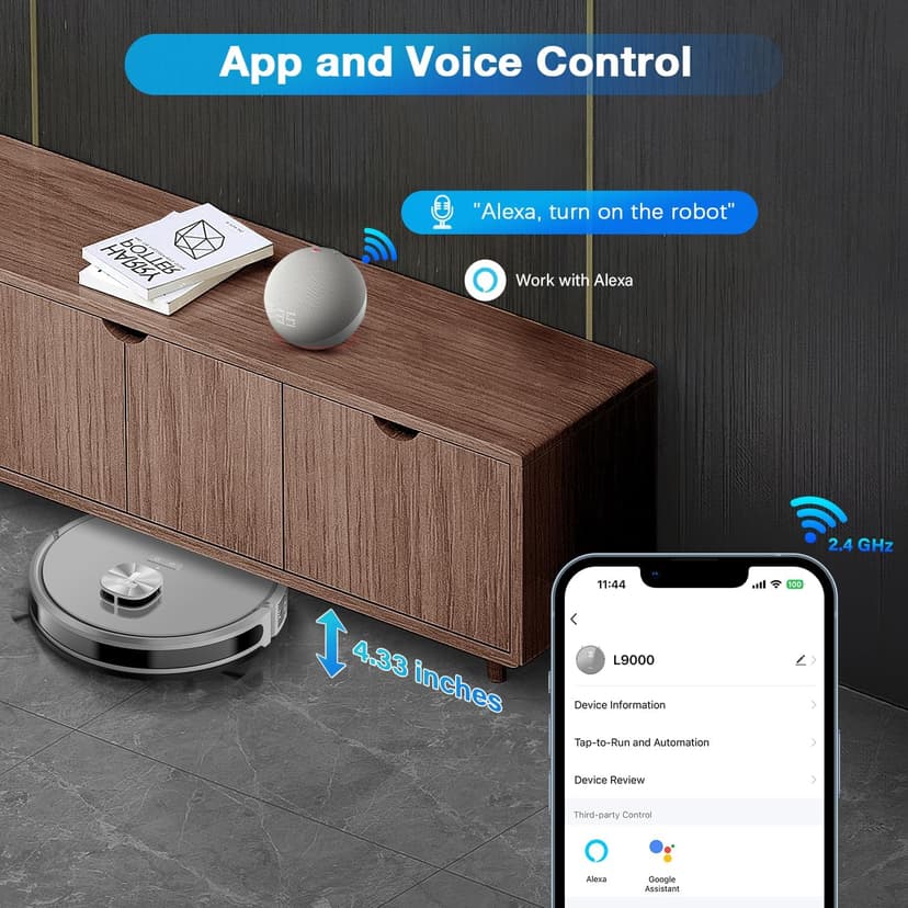 Tikom Robot Vacuum and Mop with LiDAR Navigation L9000, 4000Pa Robotic Vacuum Cleaner, 150Min Max, Smart Mapping, Good for Pet Hair, Carpet, Hard Floor