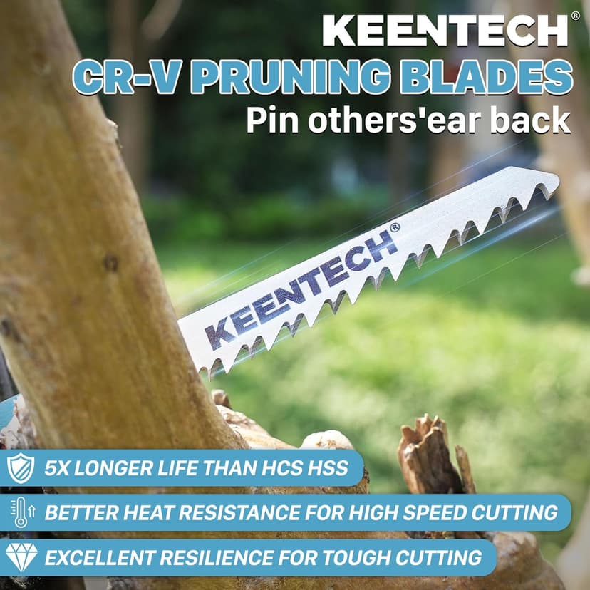 KEENTECH 6 Inch Cr-V Reciprocating Saw Blade 5-Pack for Cutting Wood, Engineered Wood, PVC Piping, Drywall, 6 TPI Fleam Ground Teeth, Compatible with Milwaukee Sawzall and Other Reciprocating Saws