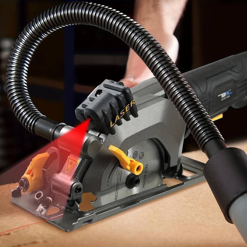 Mini Circular Saw,NEWONE 4.5Amp Electric Circular Saw with 6 Saw Blades,3500RPM,Max Cutting Depth 1-11/16"(90°), 1-1/8"(45°),Circular Saw With Laser for Wood, Soft Metal, Tile and Plastic Cuts