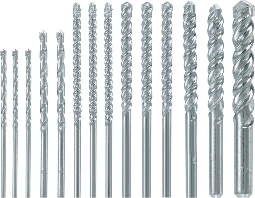 BOSCH BM5000 14-Piece Fast Spiral Rotary Masonry Carbide Tip Bits Assorted Set for Rotary Drilling Applications in Block, Brick, Masonry