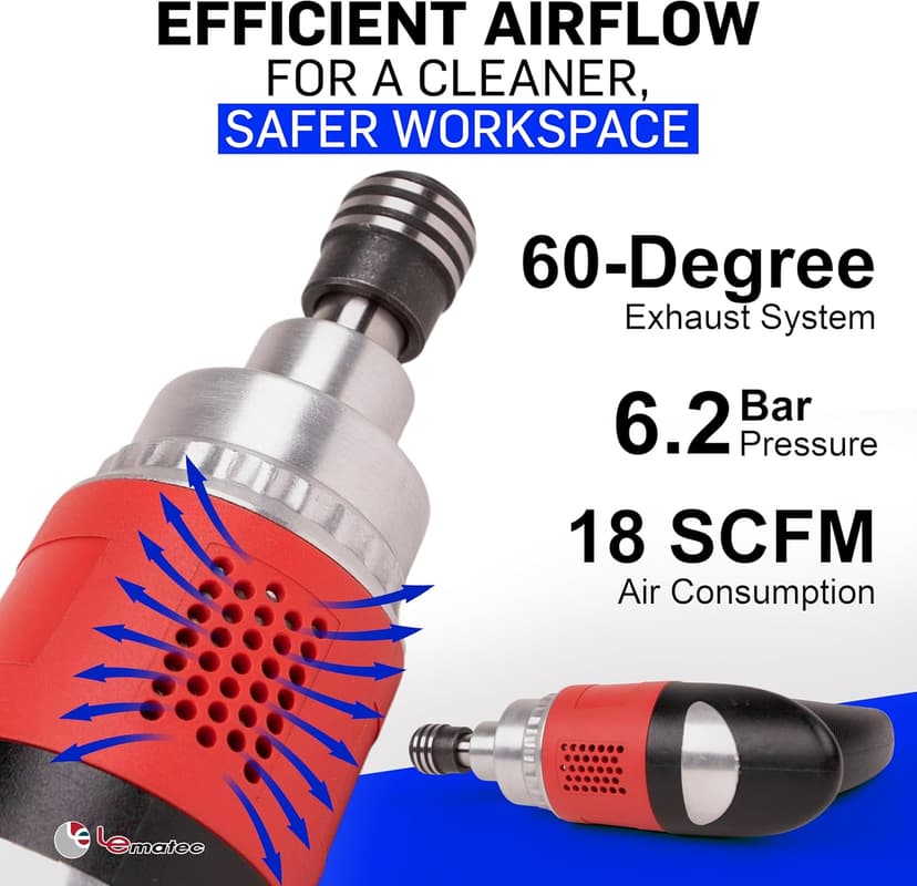 LE LEMATEC Professional Air Impact Driver - 13000 RPM Pneumatic Wrench with Twin Hammer, 40 ft-lb Torque, 1/4" NPT Compact Gun for Automotive, Furniture & Woodworking (LE-ID413)