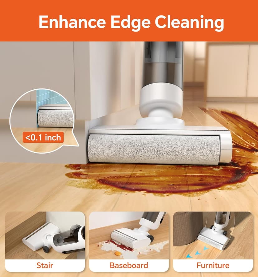 IMAGIC M3 Wet Dry Vacuum Cleaner, Cordless Vacuum Mop All in One for Hard Floors, Lightweight Floor Cleaner for Sticky Messes with Edge Cleaning, Self-Cleaning and Hot Air Drying, White