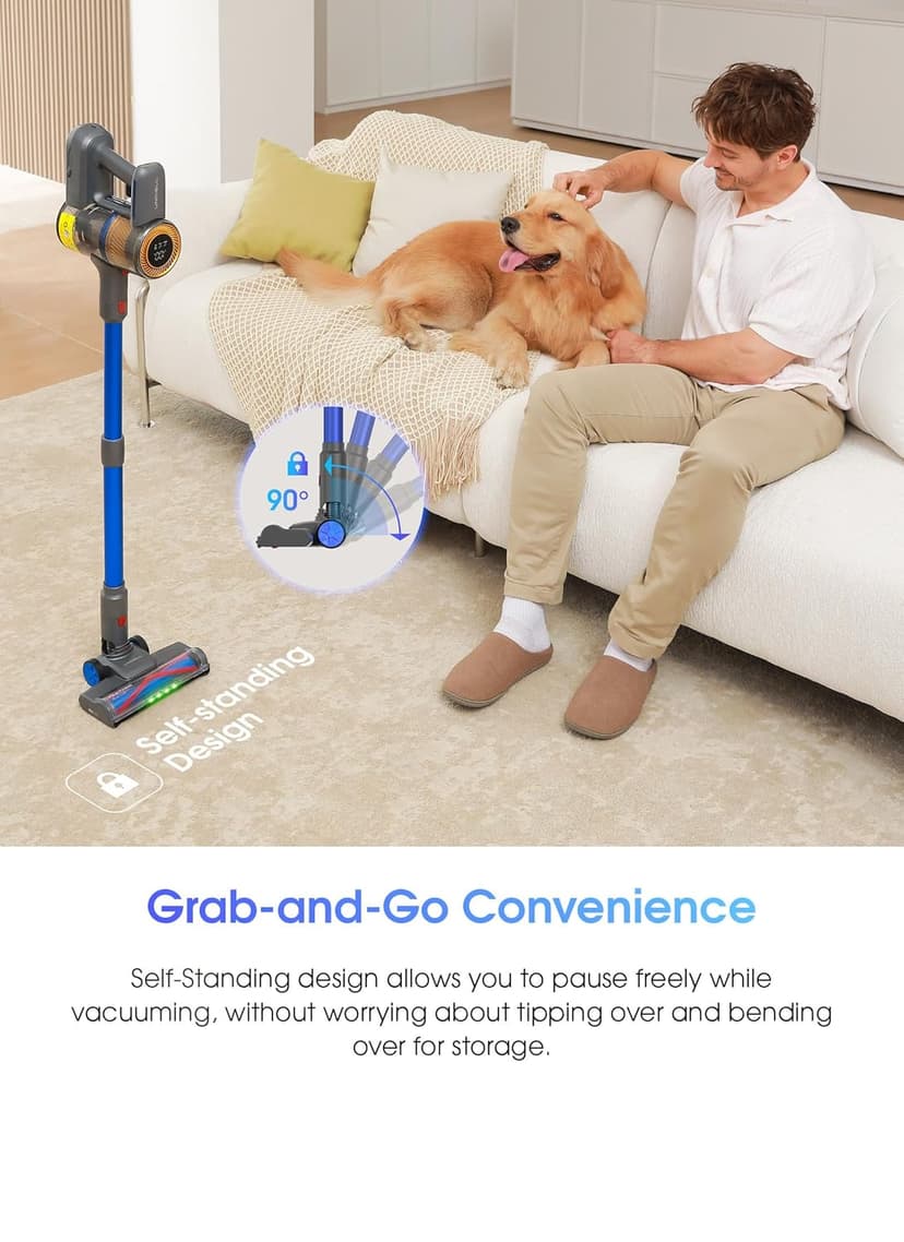 UNINELL HOME Cordless Vacuum Cleaner,45000Pa/450W Vacuum Cleaners for Home with 60Mins Runtime,Lightweight Anti-Tangle Stick Vacuum,Wall-Mount Charging,Vacuum Cordless with Attachments for Pet Hair