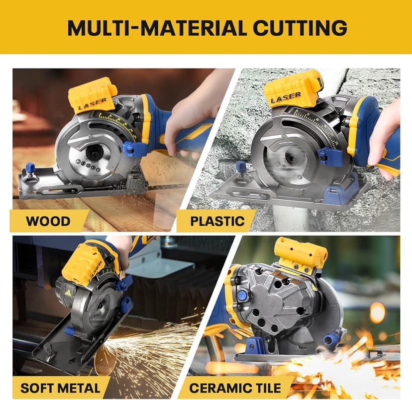 Mini Circular Saw Compatible with DeWalt 20V Max Battery,3-1/2" Brushless Cordless Round Saw Kit w/4Ah Battery & 1.5A Charger,Laser Guide,3200 RPM,Ideal for Wood,PVC,Metal