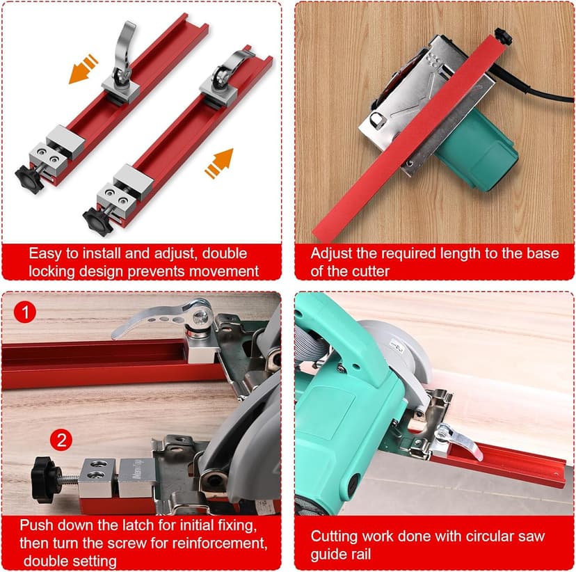 Circular Saw Guide Rail Fits 12" Saw Base, Aluminum Adjustable Cutting Machine Base Guide for Woodworking, Electric Circular Guide Specially Designed for Precision Cutting and Milling Tasks