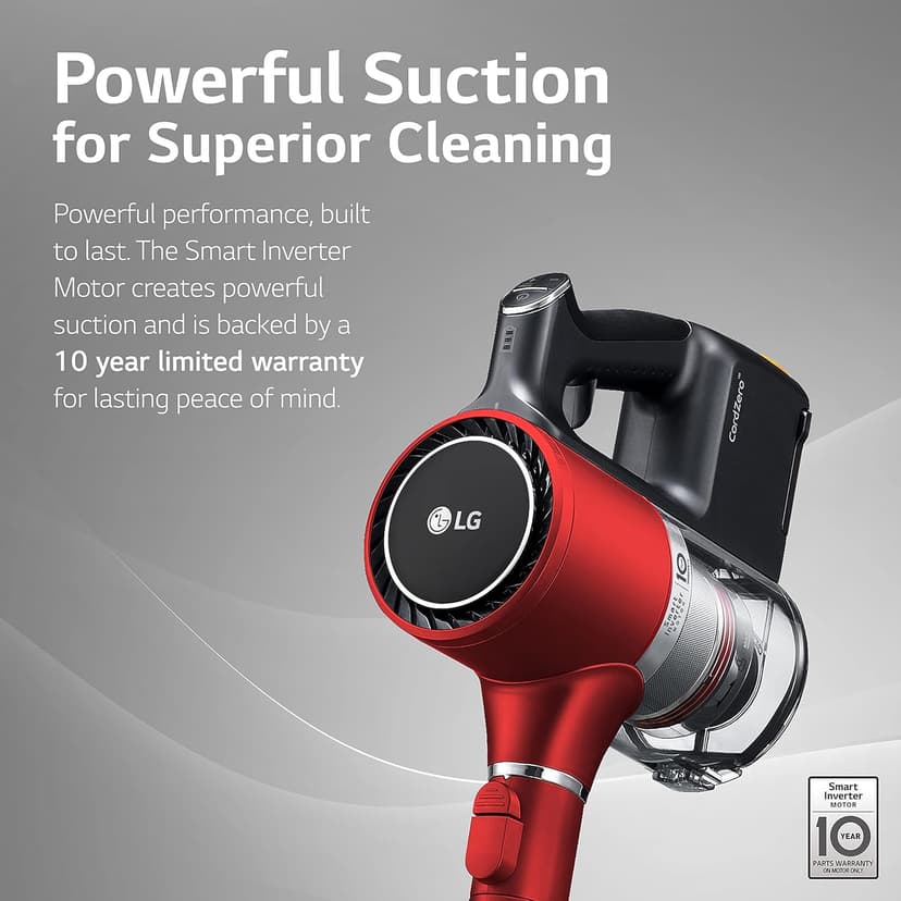 LG CordZero Cordless Stick Vacuum Cleaner, Hard Floor, Carpet, Car, Pet Hair, Powerful Suction, Extra Battery, Up to 80 Min, Lightweight, Handheld, A905RM