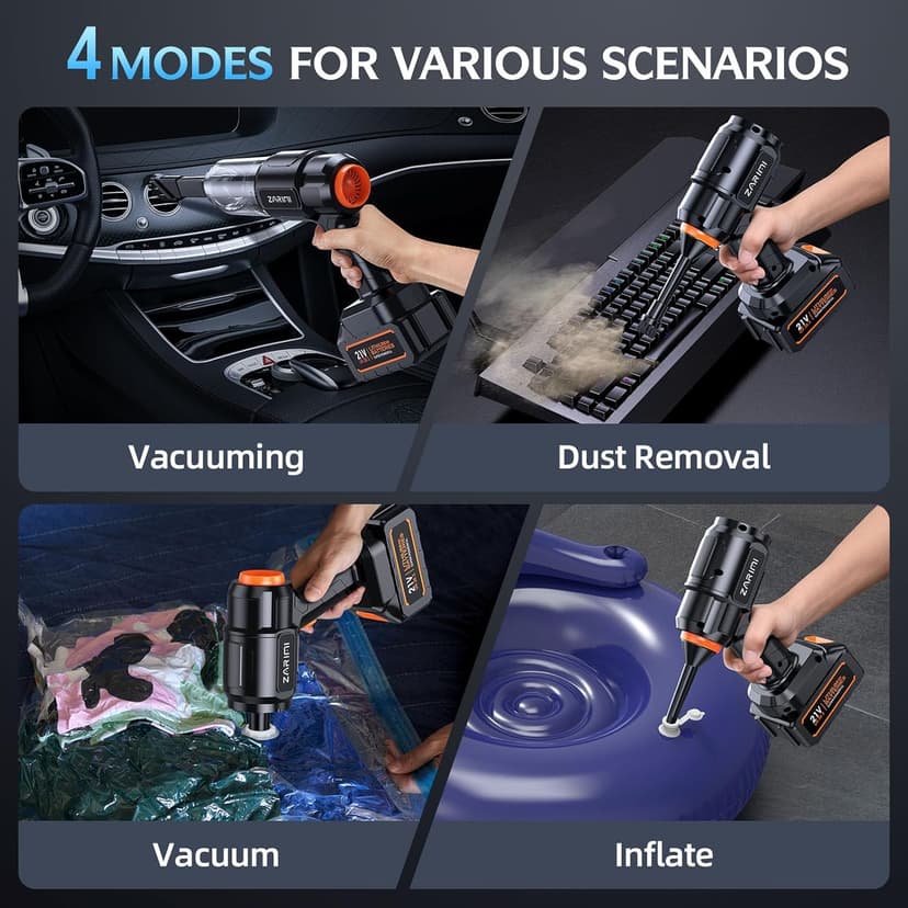 Car Vacuum Portable Cordless, 50,000Pa High Power Dust Buster, 6-in-1 Handheld Vacuum Cleaners for Home, Car, Pet Hair, Keyboard, Black