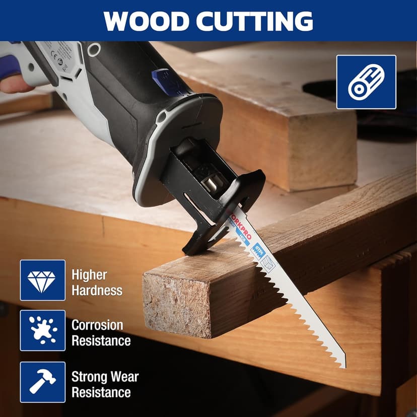 WORKPRO 32-Piece Reciprocating Saw Blade Set - Metal/Woodcutting Saw Blades, Pruner Saw Blades with Organizer Pouch
