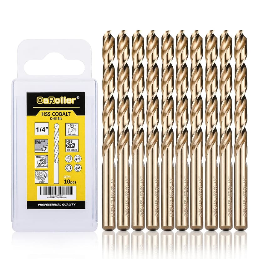 29Pcs Drill Bit Set, 135 Degree Tip High Speed Steel with Black and Gold Finish, Stainless Steel, Plastic and Wood with Metal Indexed Storage Case 1/16"-1/2" (29pcs Black and Gold)