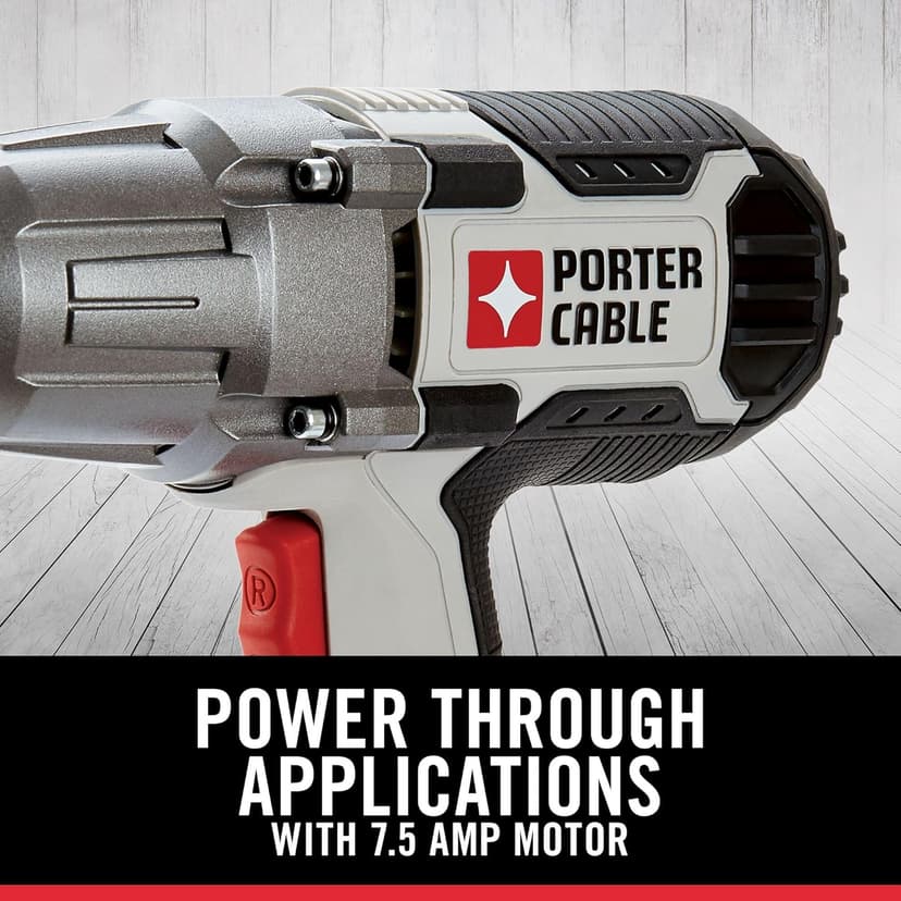 PORTER-CABLE Impact Wrench, 450 lbs of Torque, 1/2 Inch Hog Ring, 7.5-Amp, Corded (PCE211)