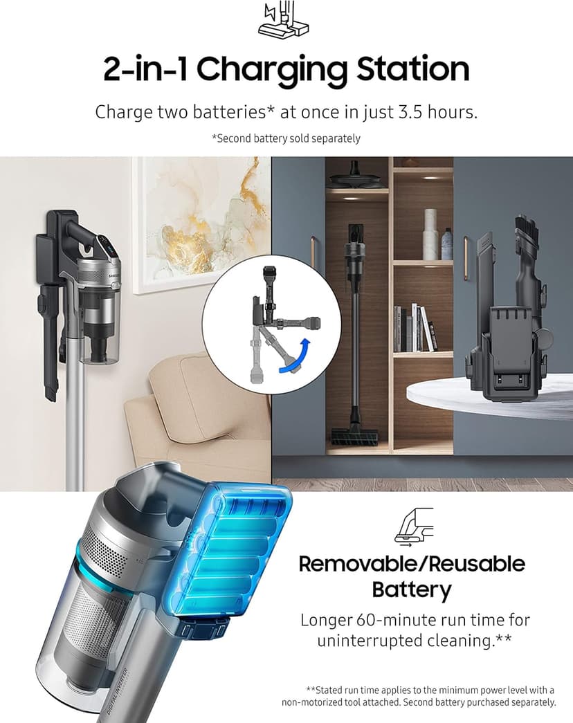 Samsung Jet 75 Jet Cordless Stick Vacuum, Grey