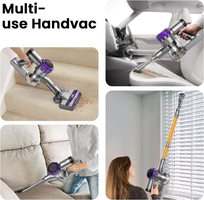 S3 Cordless Vacuum Cleaner, 45kPa Powerful Suction Vacuum Cleaners for Home, 55-Min Runtime Rechargeable Stick Vacuum, Self-Standing, for Pet Hair Carpet Hard Floor, LED Display
