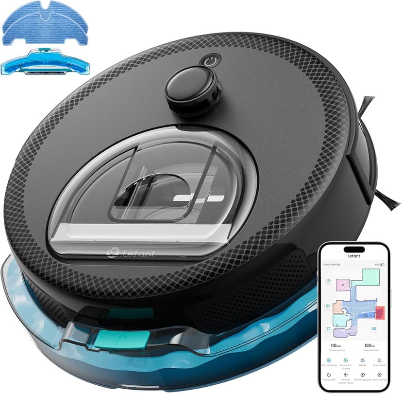 Lefant LiDAR Robot Vacuum and Mop, 450ml Visible Dustbin, Upgraded 190° PSD Obstacle Avoidance, Customized Cleaning, Multi-Floor Mapping, 150 Mins Runtime, 2.4&5G WiFi, Pet Hair & Carpets, M330 Pro