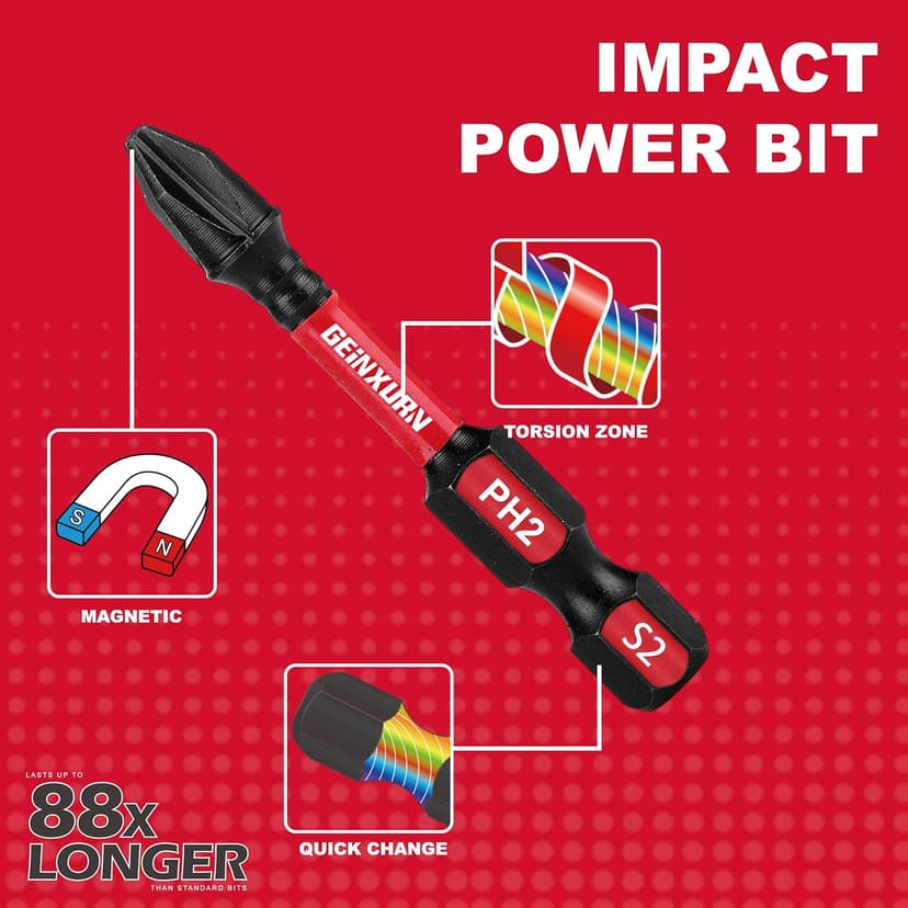 Impact Tough Magnetic Mixed 46Pack Insert Driver Bits, S2 Alloy Steel Screwdriver Power Bits Set with 1Pcs Impact Magnetic Bit Holder and Mini Wrench