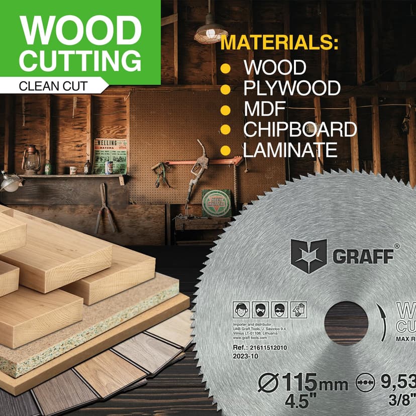 4-1/2 Inch Circular Saw Blade for Wood, Plywood, Laminate, Drywall, Plastic – 120T Wood Cutting Circular Saw Blade with 3/8 Inch Arbor from GRAFF