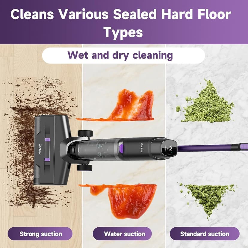 W15 Wet Dry Vacuum Cleaner, 3-in-1 Cordless Vacuum Mop with Self-Washing, 35min Runtime, Self Propelled, 0.2in Edge Cleaning, 910ML Large Clean Water Tank, Powerful Suction For Hard Floor Pet Hair