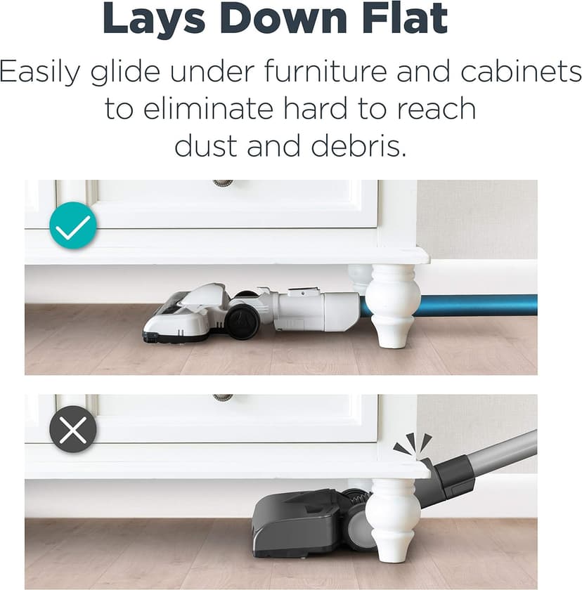 Eureka NEC185 Cordless Stick Vacuum Cleaner Convenient for Hard Floors, Rechargeable Handheld Vacuum Cleaner Portable with Powerful Motor Efficient Suction,White