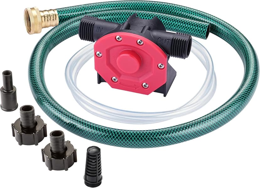 Portable Self Priming Mini Hand Drill Water Transfer Pump Kit with Suction and Discharge Hose for Water Oil Fluid Transfer