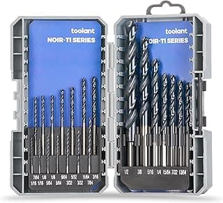 toolant Cobalt Drill Bit Set for Metal and Steel (Pro), Titanium Aluminum Nitride Coated (TiAlN) with Bullet Point Tip, for Hardened Metal, Stainless Steel, 21pcs 1/16"-1/2"