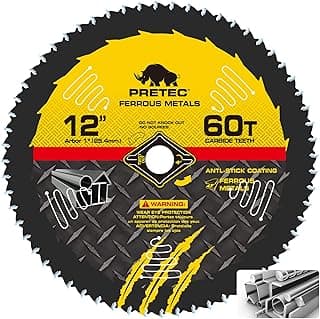 12BLADEST Blade for Cutting Mild Steel with 1" Arbor, for Circular and Chop Saws, No Heat, No Burrs & Virtually No Sparks, Carbide-Tipped TCT Blade for Cold Metal Cutting,12-Inch x 60-Tooth