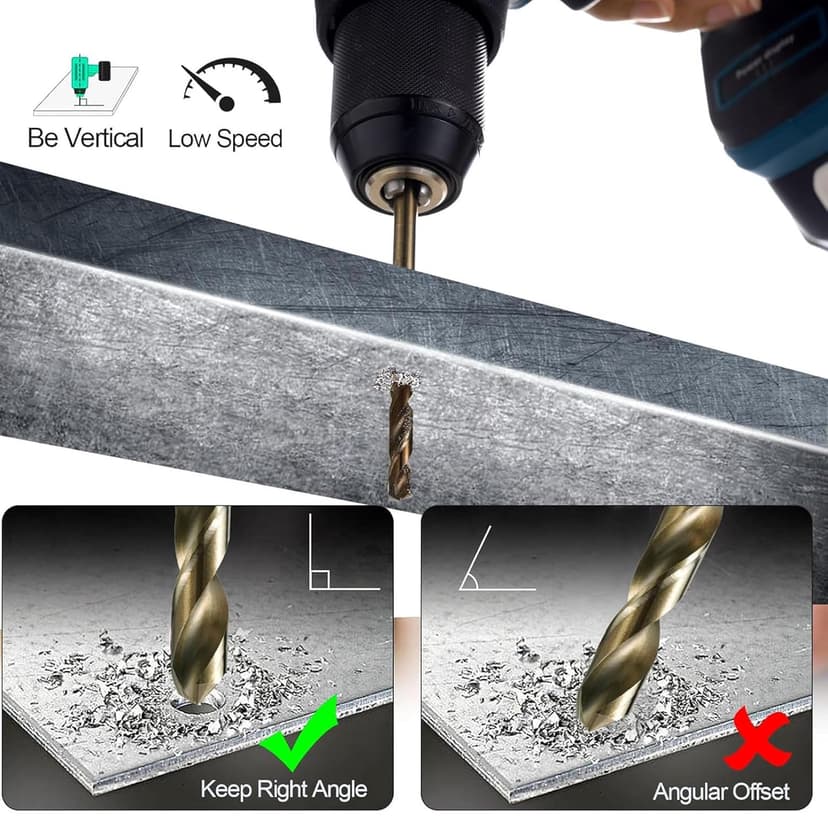 Cobalt Drill Bit Set for Hardened Metal and Stainless Steel, 99Pcs M35 High Speed Steel Twist Jobber Metal Drill Bits 1/16"-3/8", with Plastic Index Storage Case