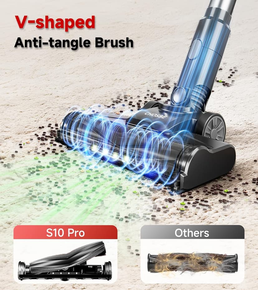 Cordless Vacuum Cleaner, 500W/40Kpa Stick Vacuum with 45Mins Runtime, Self-Standing Vacuum Cleaners for Home, Anti-Tangle, 1.5L Dust Cup, Rechargeable Vacuum for Hardwood Floor Carpet, Gray