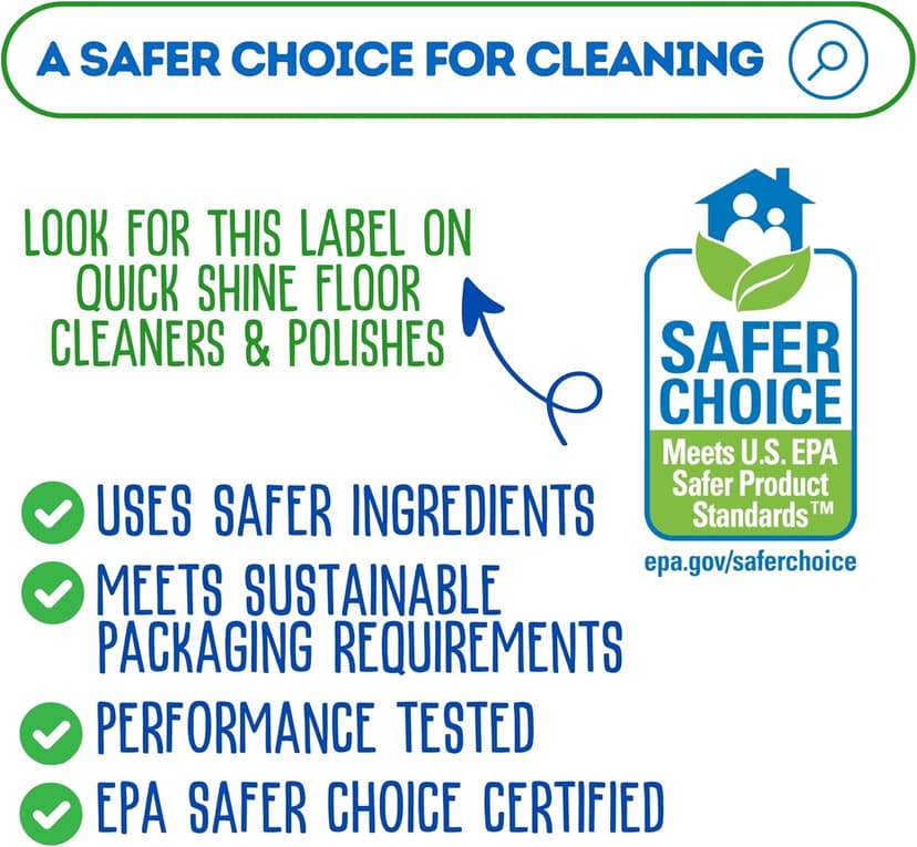 Quick Shine Multi Surface Floor Cleaner 64oz, 2Pk | Ready to Use-Streak Free- No Rinse | Use on Hardwood, Laminate, Luxury Vinyl Plank & Stone | Use in Spray Mops & Vac Mops | Safer Choice Cleaner