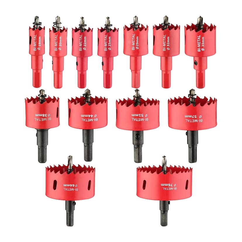 13PCS Bi-Metal Hole Saw Kit with Drill Bits, Carbide Hole Saw Set for Thin Metal and Wood, Cutting Diameter 3/4'' to 3''