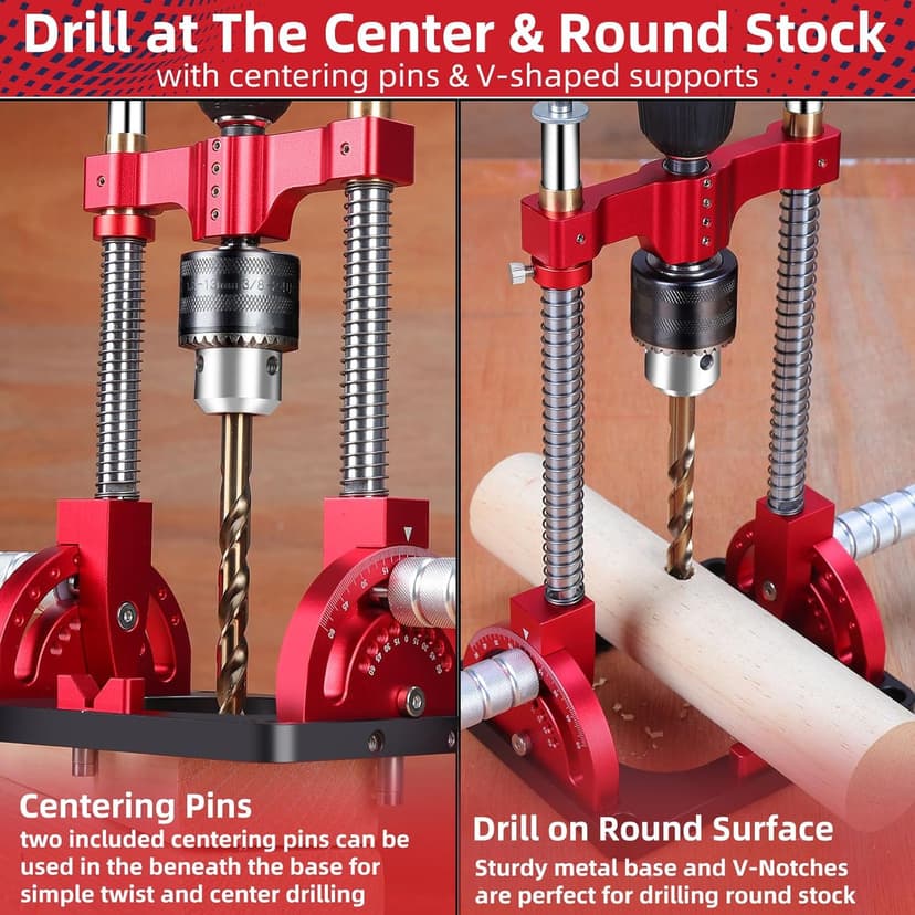 Portable Drill Guide Multi Angle Drill Guide Self-Centering Precision Drilling Jig Attachment for Drilling Angled or Straight Holes,Heavy-Duty 0° to 60° Angle Drilling Guide