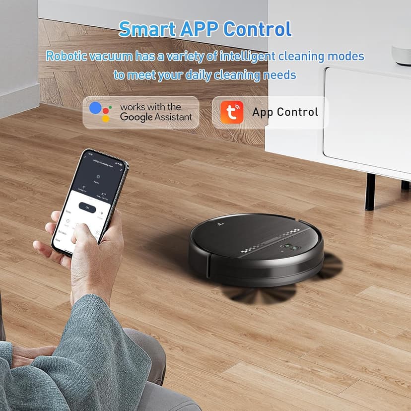 Robot Vacuum and Mop Combo, 2-in-1 Mopping Robot Vacuum Cleaner with 2300Pa Suction, 2.87'' Slim Design, Wi-Fi/App/Voice Control, 3D Obstacle Avoidance&Self-Charging for Hard Floors, Carpets, Pet Hair