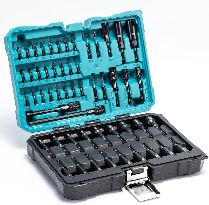 LIBRATON 54PCS Magnetic Nut Driver Set, Impact Drill Driver Bit 1/4", Metric & SAE Nut Drivers for Impact Drill, Socket Adapters, Screwdriver Bit, Quick-Release Extension, Wing Nut Driver, Storage Box