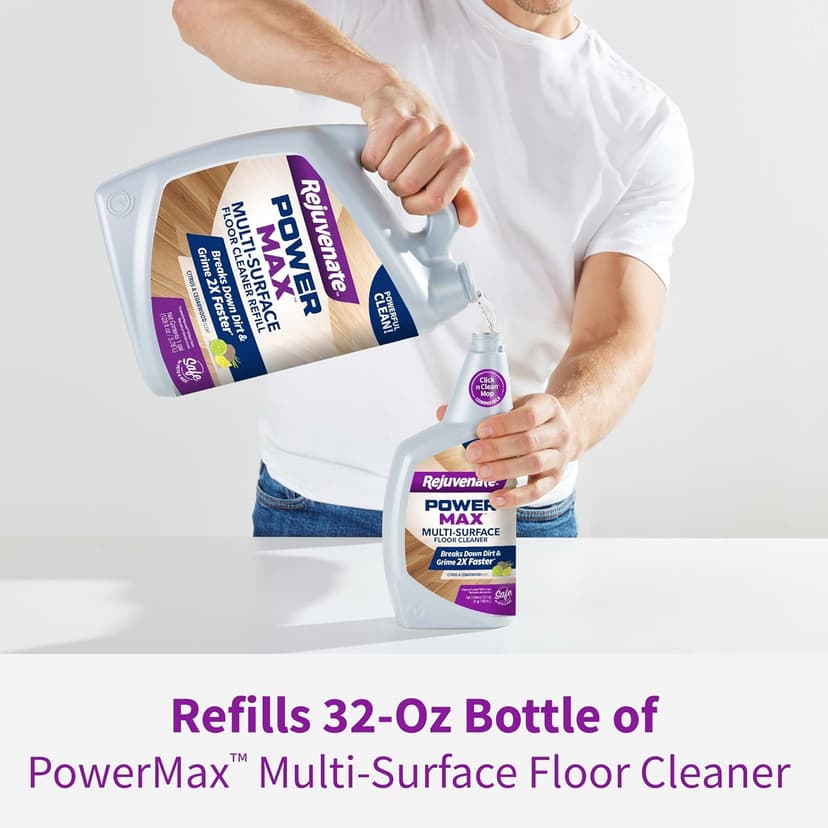Rejuvenate PowerMax Multi-Surface Floor Cleaner, 128 Ounces, Breaks Down Dirt And Grime On Sealed Hardwood, Tile, Vinyl, Laminate To Deliver A Powerful, Deep Clean With Citrus And Cedarwood Scent