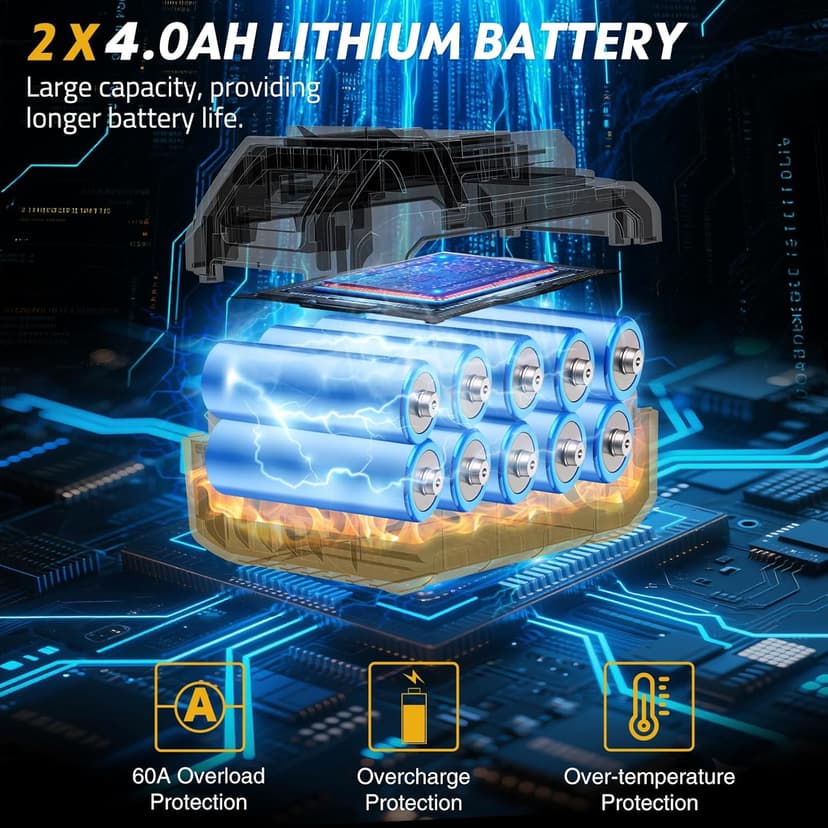 21V Cordless Hammer Drill - 1060In·lbs Brushless Drill Set with 2 x 4.0Ah Battery - 20+3 Torque Battery Drills 2150RPM Power Drills 1/2" Chuck Electric Drill for Drilling Wood Bricks Metal