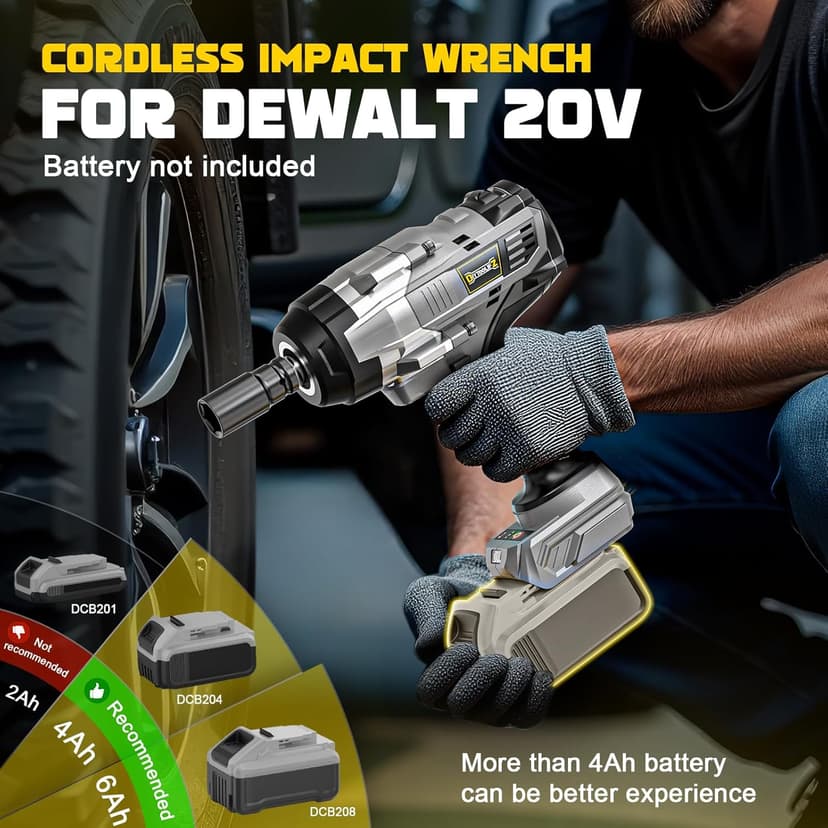 Cordless Impact Wrench 1/2" Compatible with DeWalt 20V Battery, 1700 Ft-lbs (2300 Nm) High Torque Impact Driver, Electric Impact Gun with 4 Modes & LED Light for Car, Truck(Bare Tool)
