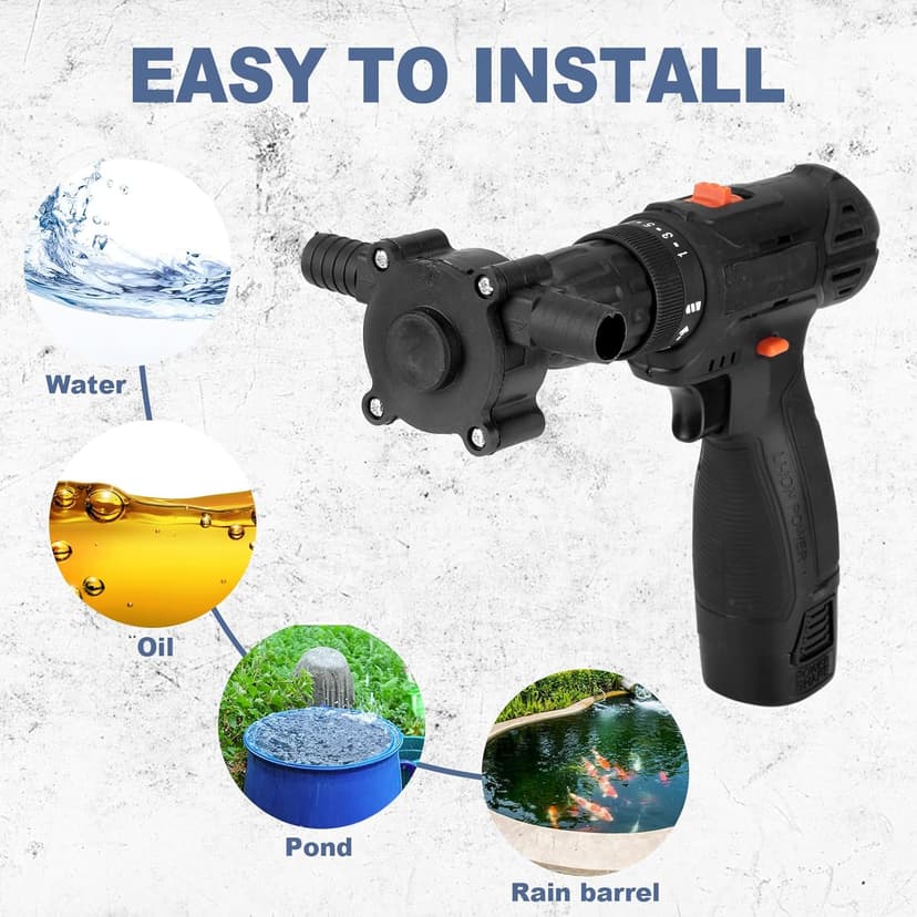 6 Pack Electric Drill Pump Portable Water Transfer Pump, Hand Drill Pump Self-priming Transfer Pump for Water Oil Gasoline Fuel