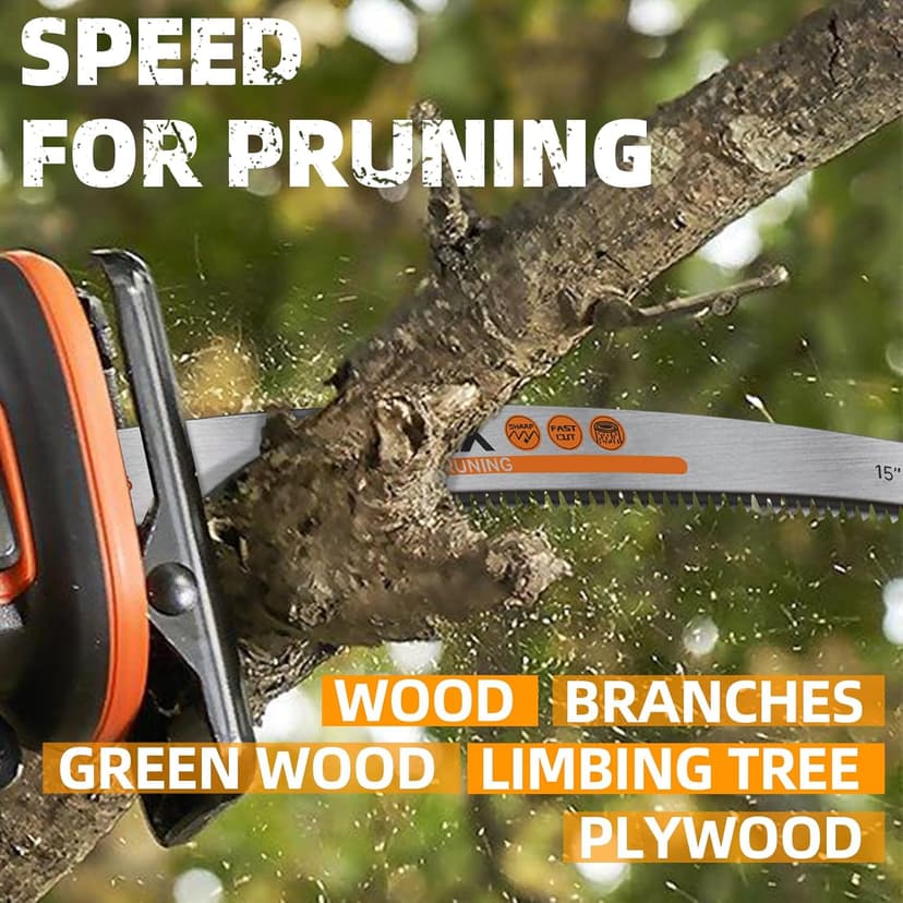 Japanese Teeth Sawzall Blades for Tree Trimming, 15 Inch Curved Edge Pruning Reciprocating Saw Blades 6TPI, Wood Cutting, Cr-V Sabre Saw Blades Better Wear Resistance 6 Pack