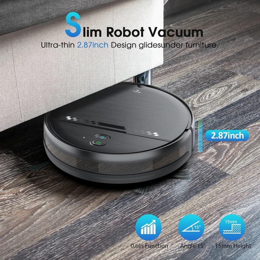Robot Vacuum and Mop, 2-in-1 Robotic Vacuums Cleaner with Smart Max Strong Suction, WiFi/App/Alexa Voice Control, Obstacle Avoidance, for Pet Hair, Carpets and More