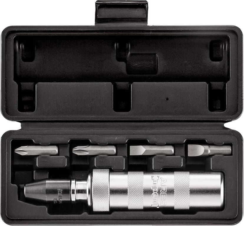 ARES 70606-1/2-Inch Manual Reversible Impact Driver - Flathead 5/16 & 3/8 and Phillips #2 & #3 Bits for Most Common Applications - Disengage Brake Caliper Screws, Rusted Fasteners or Frozen Bolts