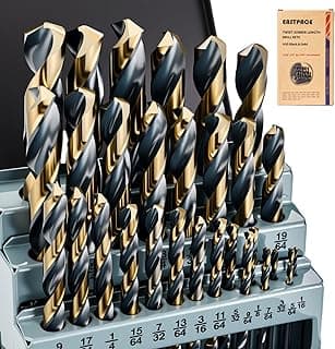 29Pcs Drill Bit Set 1/16"-1/2", HSS with Black and Gold Finish, Twist Jobber Drill Bit Kit with Index Case for Cast Iron, Hard Metal, Stainless Steel, Plastic and Wood