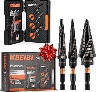 KSEIBI Unibit 3-Piece High-Speed Steel Step Drill Bit Set - for Stainless Steel, Aluminium, Wood