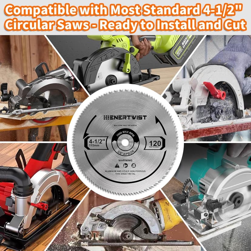 ENERTWIST 4-1/2 Inch 120T Circular Saw Blade 3/8 Inch (9.5mm) Arbor, Pack of 2-Pieces for Plywood, OSB, Paneling and Vinyl Siding Fast and Smooth Cutting Saw Blade