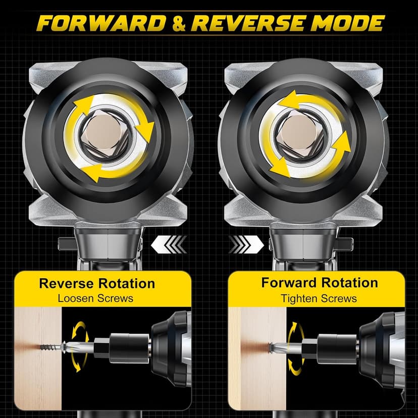 Cordless Impact Wrench 1/2 inch Compatible with DeWalt 20v Battery, 1000Ft-lbs(1360N.m) High Torque Impact Driver with 4-Modes, LED Light, Electric Impact Gun for Car/Truck/Mower(Bare Tool)