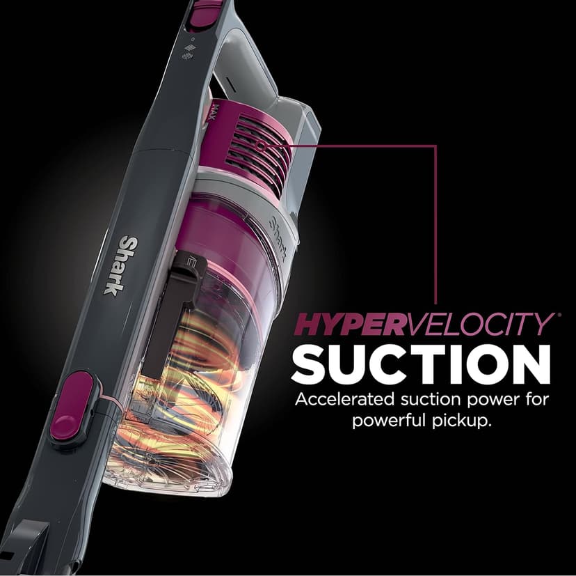 Shark IZ163H Pet Plus Cordless Stick Vacuum with Self-Cleaning Brushroll and HEPA Filter, Lightweight Deep Cleaning Vacuum for Carpet and Hard Floors, Folds for Easy Storage, 40-min Runtime, Raspberry