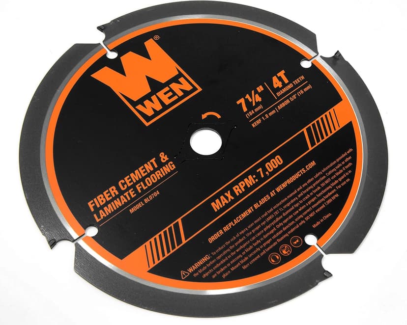 WEN BL0704 7-1/4-Inch 4-Tooth Diamond-Tipped (PCD) Professional Circular Saw Blade for Fiber Cement and Laminate Flooring