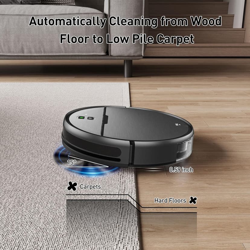 Robot Vacuum and Mop Combo, 2 in 1 Mopping Robot Vacuum Cleaner Compatible with WiFi/App, Robotic Vacuum Up to 2300Pa Suction, Self-Charging, Slim, Ideal for Hard Floor, Pet Hair, Low Pile Carpet