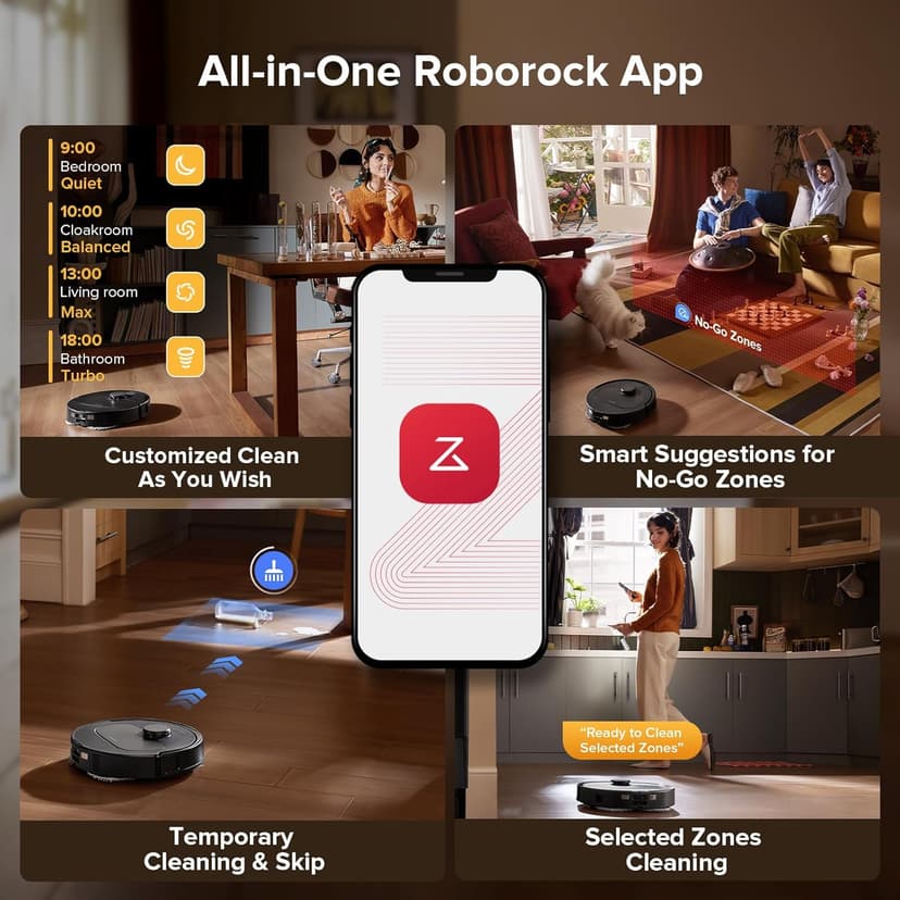 roborock QV 35S Robot Vacuum and Mop, All-in-one Vacuum Cleaner, 10,000Pa Powerful Suction, Self Emptying & Refilling, Self Mop Washing & Air Drying, Anti-Tangle Brushes for Home, Pet Hairs, Black