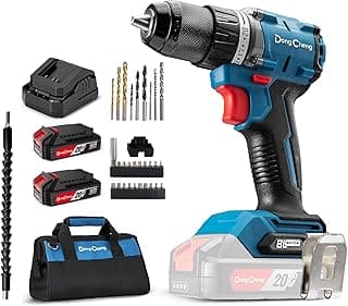 Dong Cheng 20V Brushless Heavy-duty Impact Drill, 531in-lbs, 1/2" Keyless Metal Chuck, 20+1+1 Clutch, Cordless Hammer Drill with 2 * 2.0Ah Battery Kit for Drilling Brick Wall, Metal, Wood