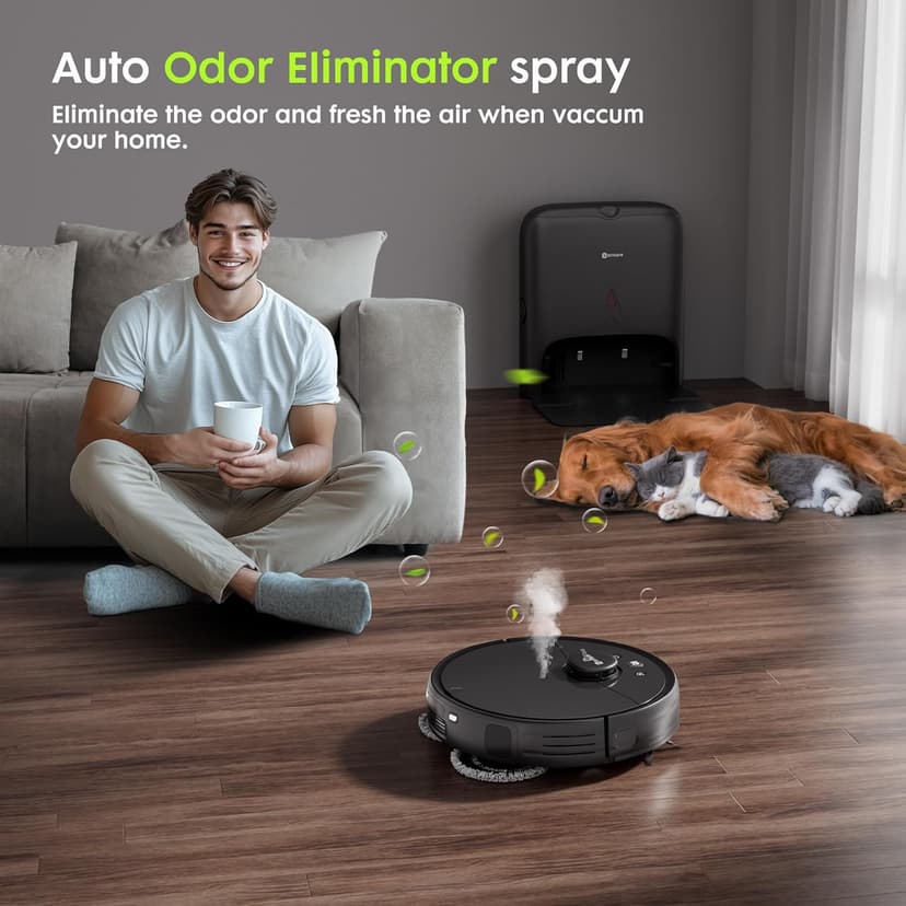 Robot Vacuum and Mop, V5 Self-Emptying 8500Pa Suction, Pet Hair Tangle Cutter™, 75-Day Capacity, Cat Laser, All-in-One Station, Robotic Vacuum Cleaner for Pet Hair, Hard Floors, Tile, Carpet