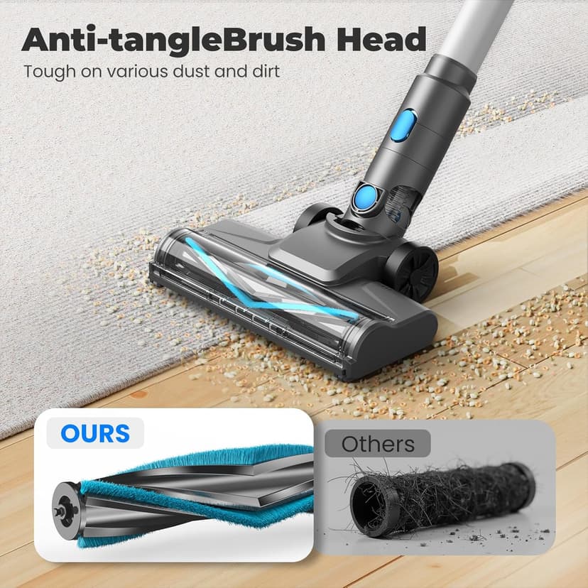 Cordless Stick Vacuum Cleaner with Self-Standing, 8-in-1 Vacuum Cleaners for Home, Lightweight Powerful Vacuum with LED Screen, Rechargeable Vacuum for Carpet, Pet Hair, Tile, Hardwood Floors